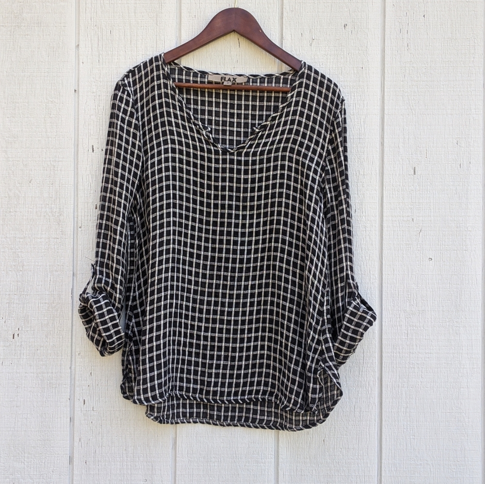 FLAX Window Pane Blouse Small